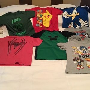 Lot of 7 boys character shirts. Size 5/6. Gently used